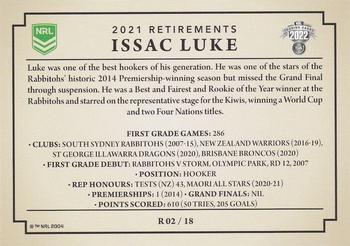 2022 NRL Traders - Retirements #R02 Issac Luke Back